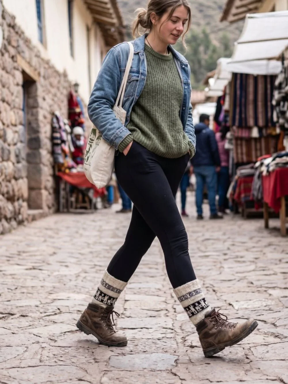 Long Socks, Warmers, Alpaca Wool, Handwoven Andean Style, Winter